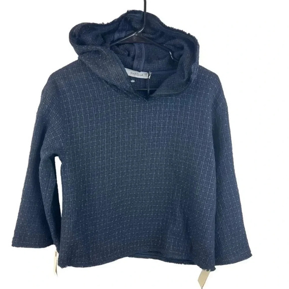 Marella Tweed Hooded Pullover Jacket Midnight Blue - Picture 2 of 16